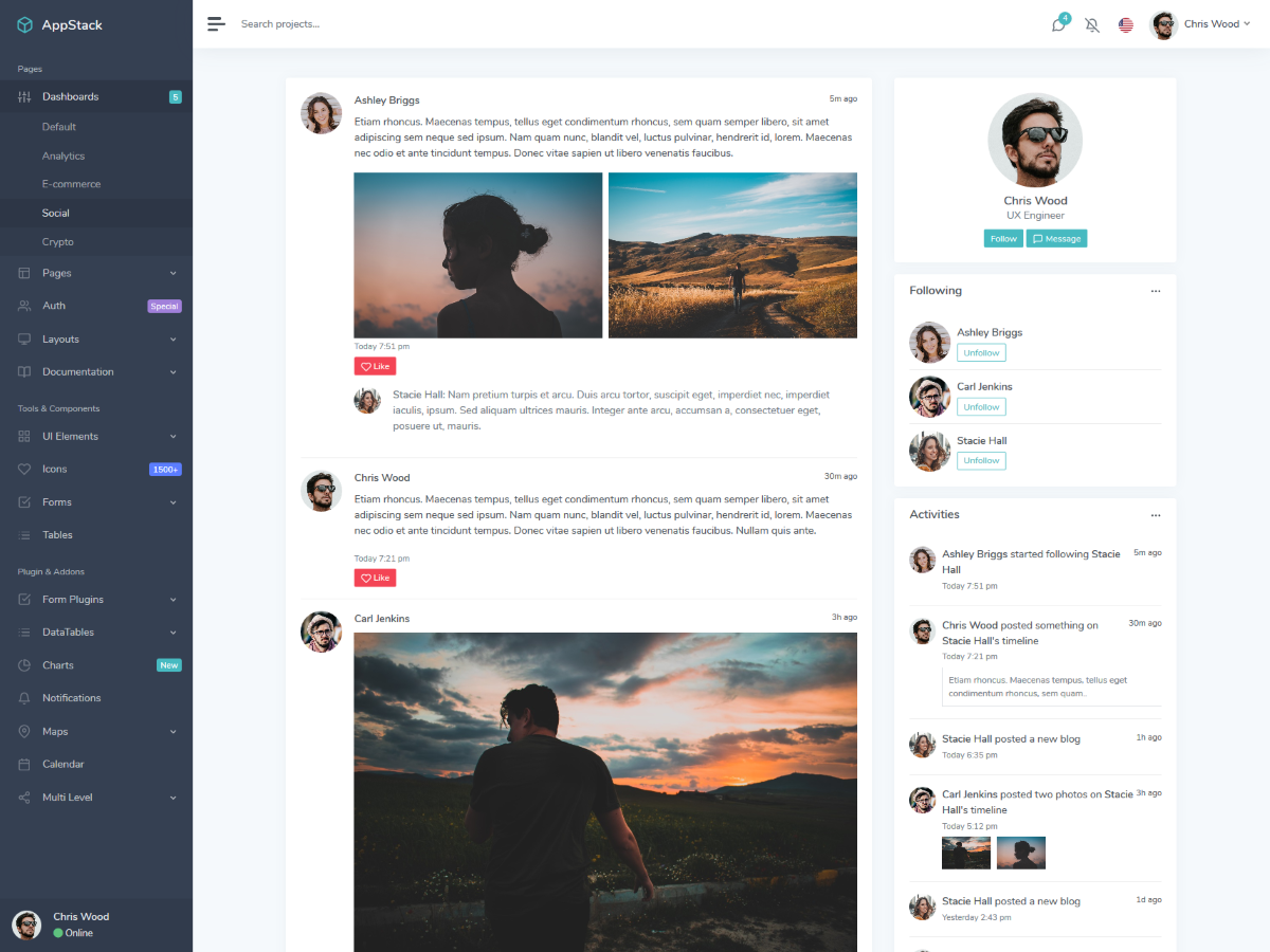 Social Bootstrap 4 Dashboard Theme