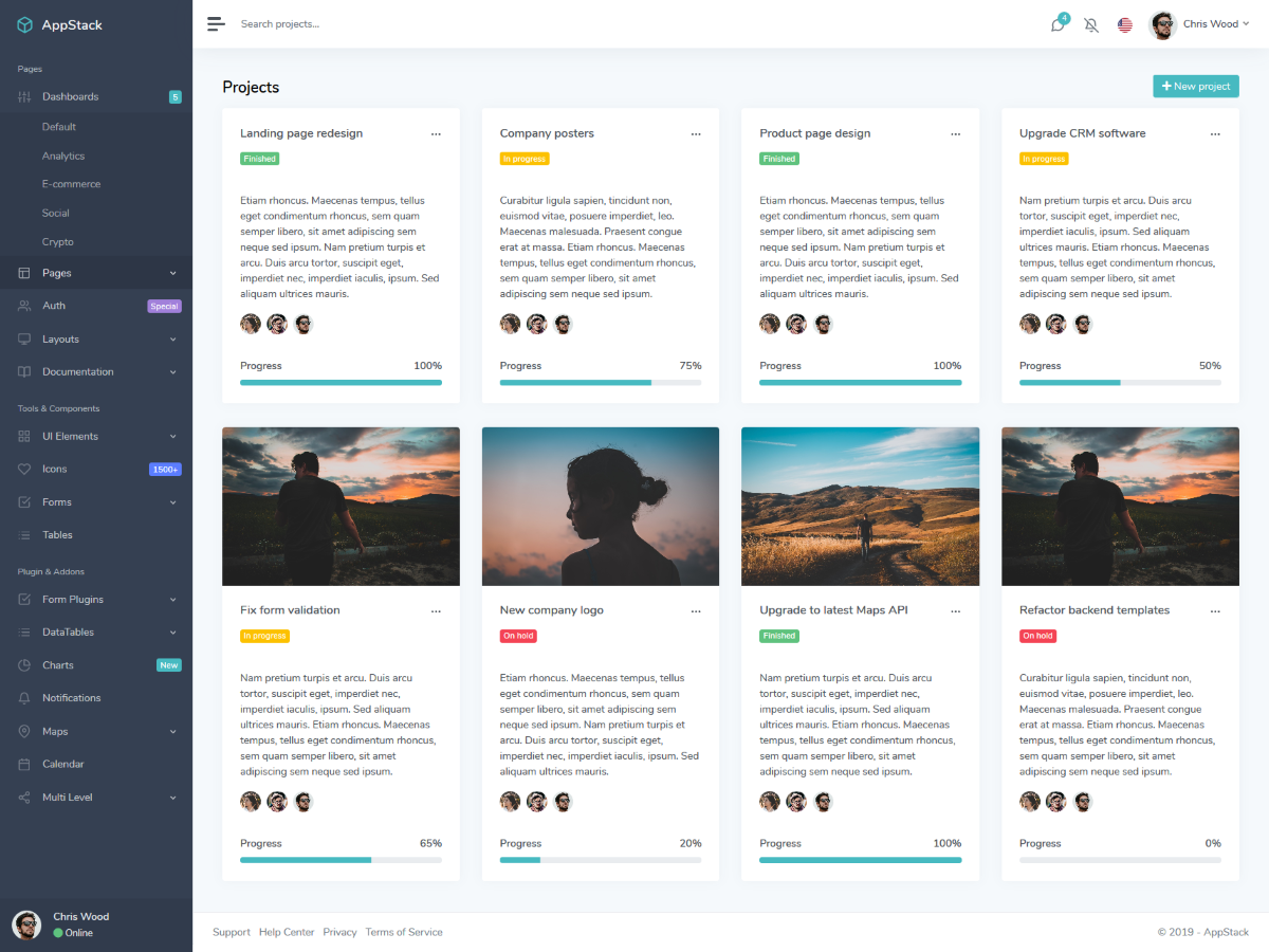 Projects Bootstrap 4 Dashboard Theme